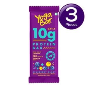 Yogabar 10 grams Protein Bars, Blueberry Blast, Protein Blend & Premium Whey 50 gms