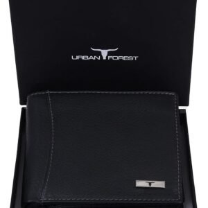 URBAN FOREST Oliver Black Leather Wallet for Men, 6 Card Slot