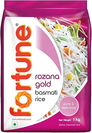 Fortune Rozana Dubar Basmati Rice, suitable for daily cooking, 1KG 1 kg (Pack of 1)