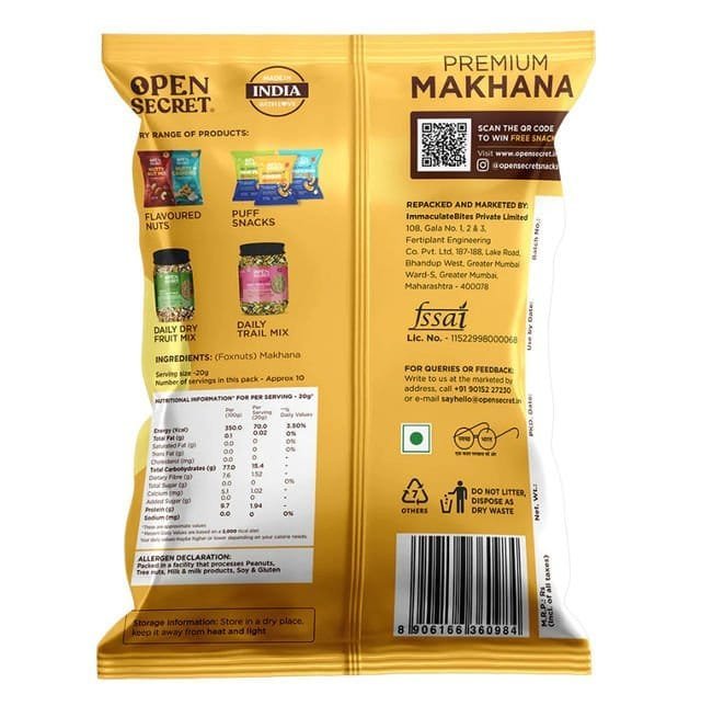 Open Secret Plain Makhana Net Qty: 200 g - Image 2